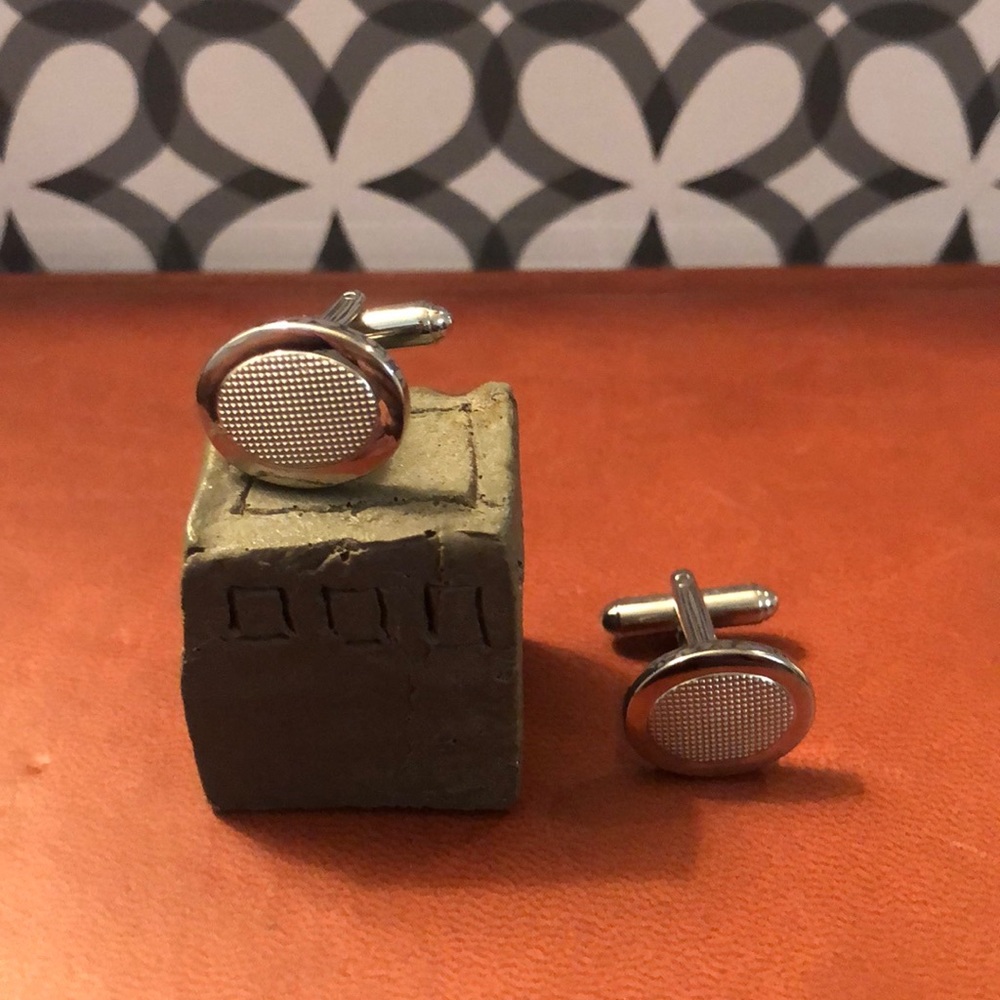 Pair of Chrome Oval Cuff Links
